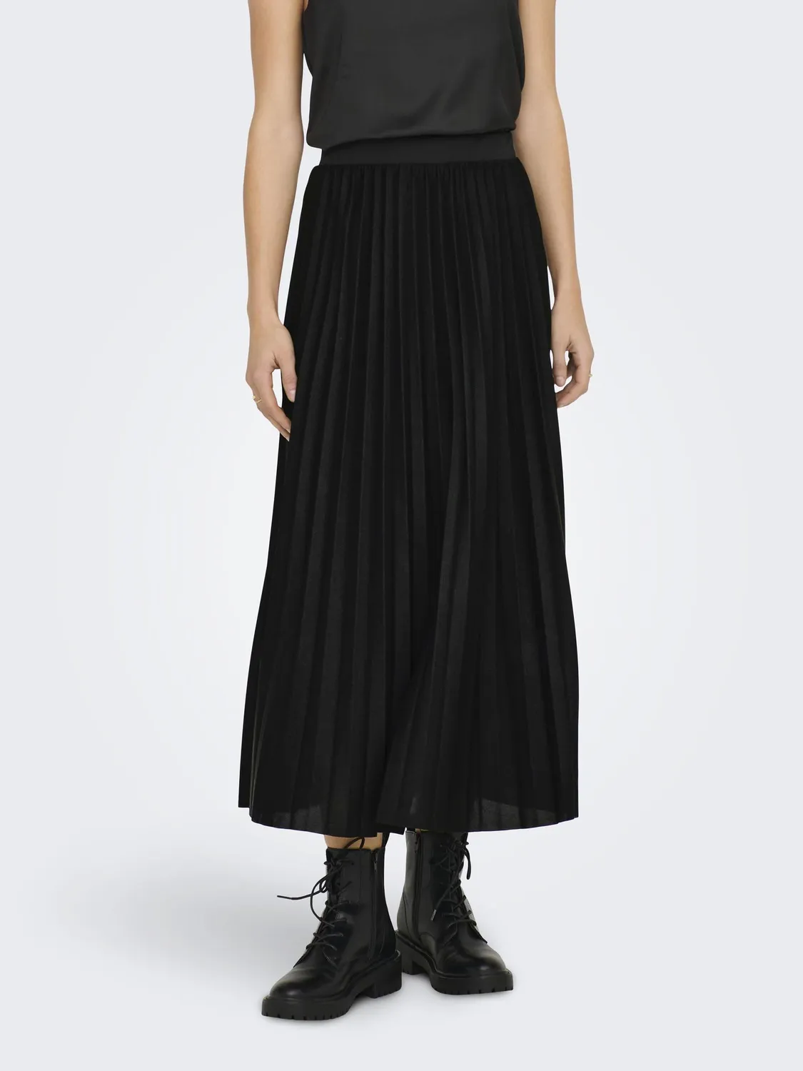 Only Newmelisa Plisse Gonna Donna Jersey Svasata Nera