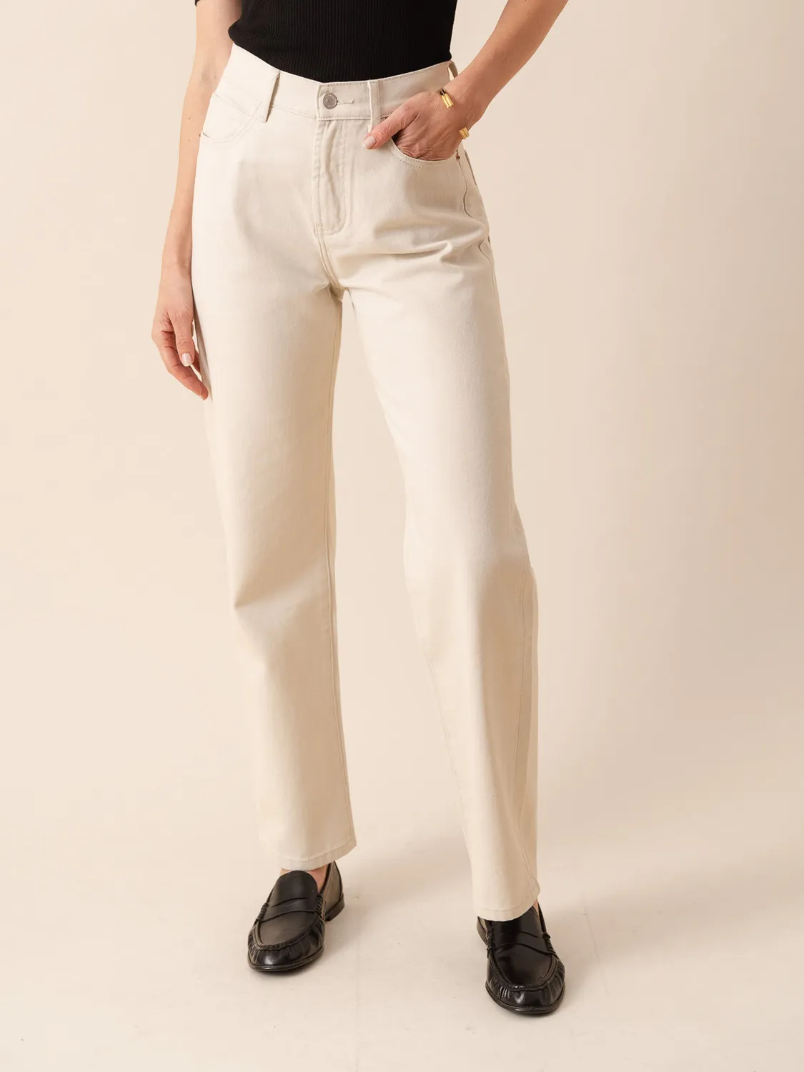 Oraije Sand jeans wide beige cotone