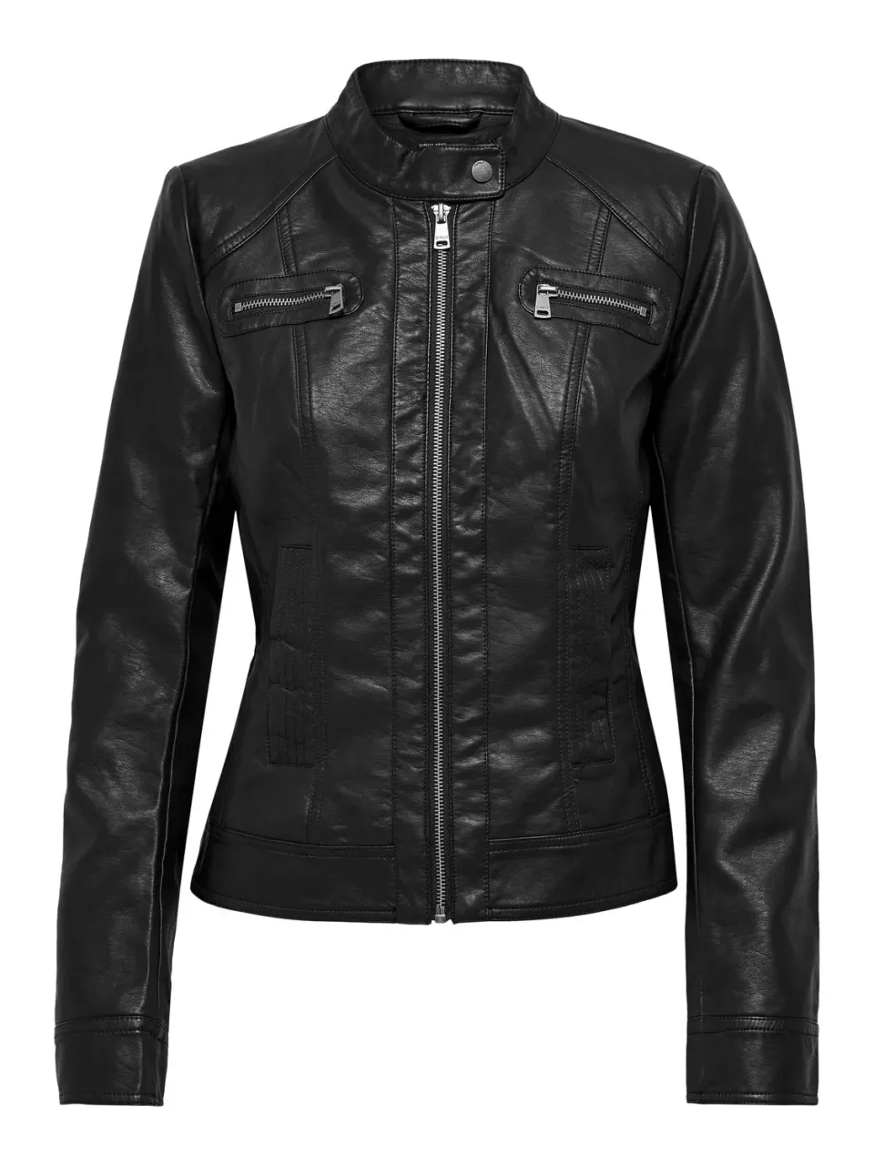 ONLY Mao Giacca Pelle Donna S Nera Collo Coreano