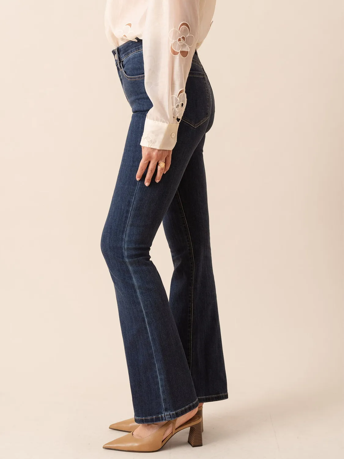 Oraije Emma jeans flare denim blu stone anni 70