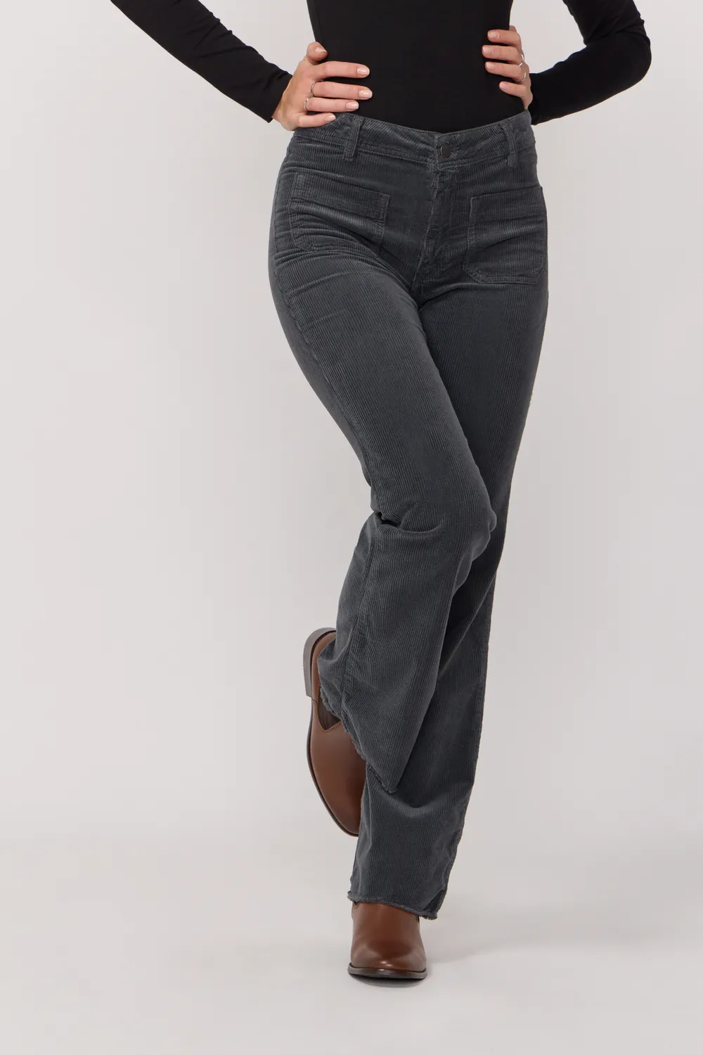 Acquaverde Carlotta Pantaloni Velluto Antracite Cropped