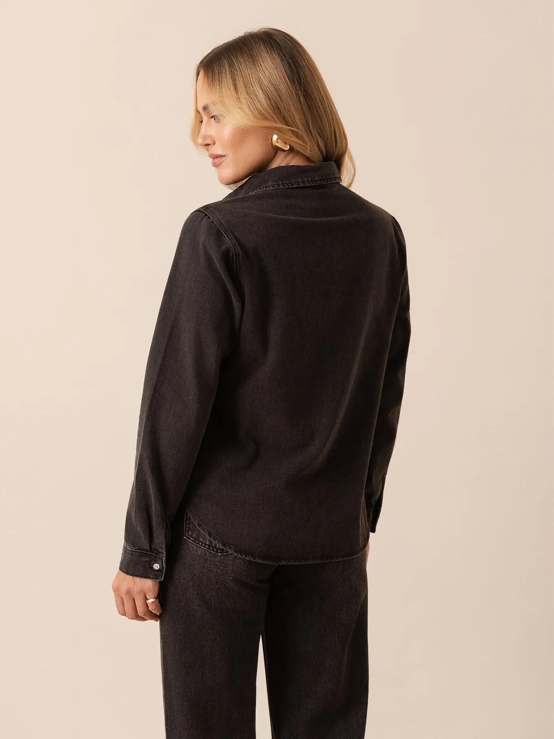 Oraije Celia camicia denim grigia oversize premium
