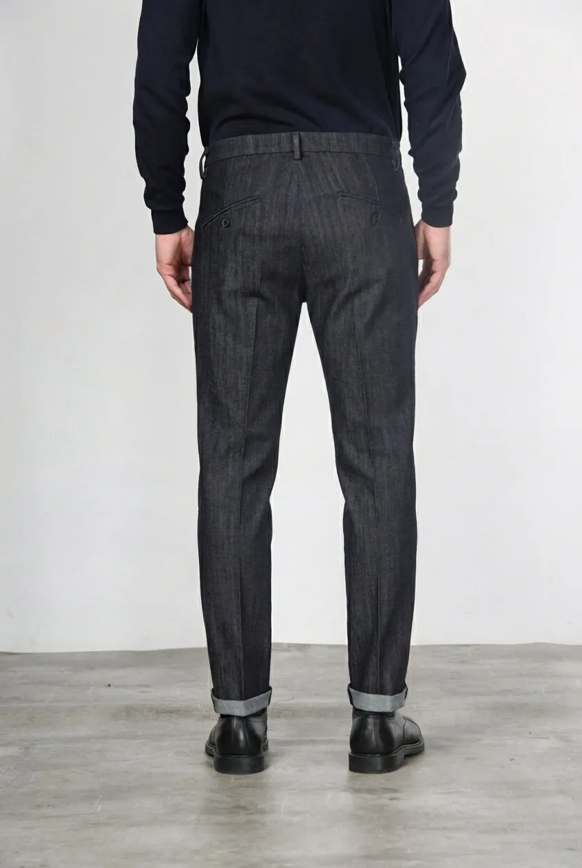 Mason's Osaka pantalone chino uomo blu navy carrot fit