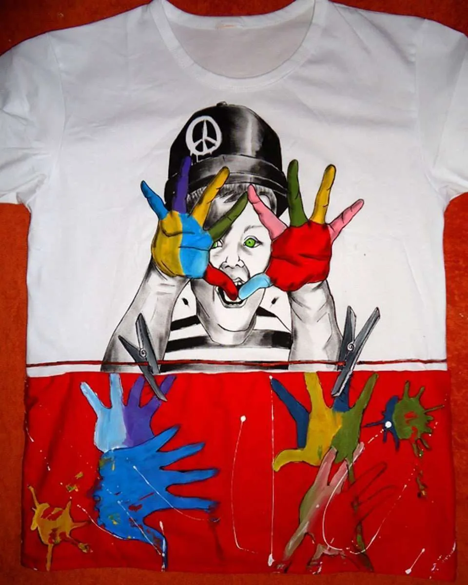 Never Say Never Bambino t-shirt dipinta tessuto fantasia