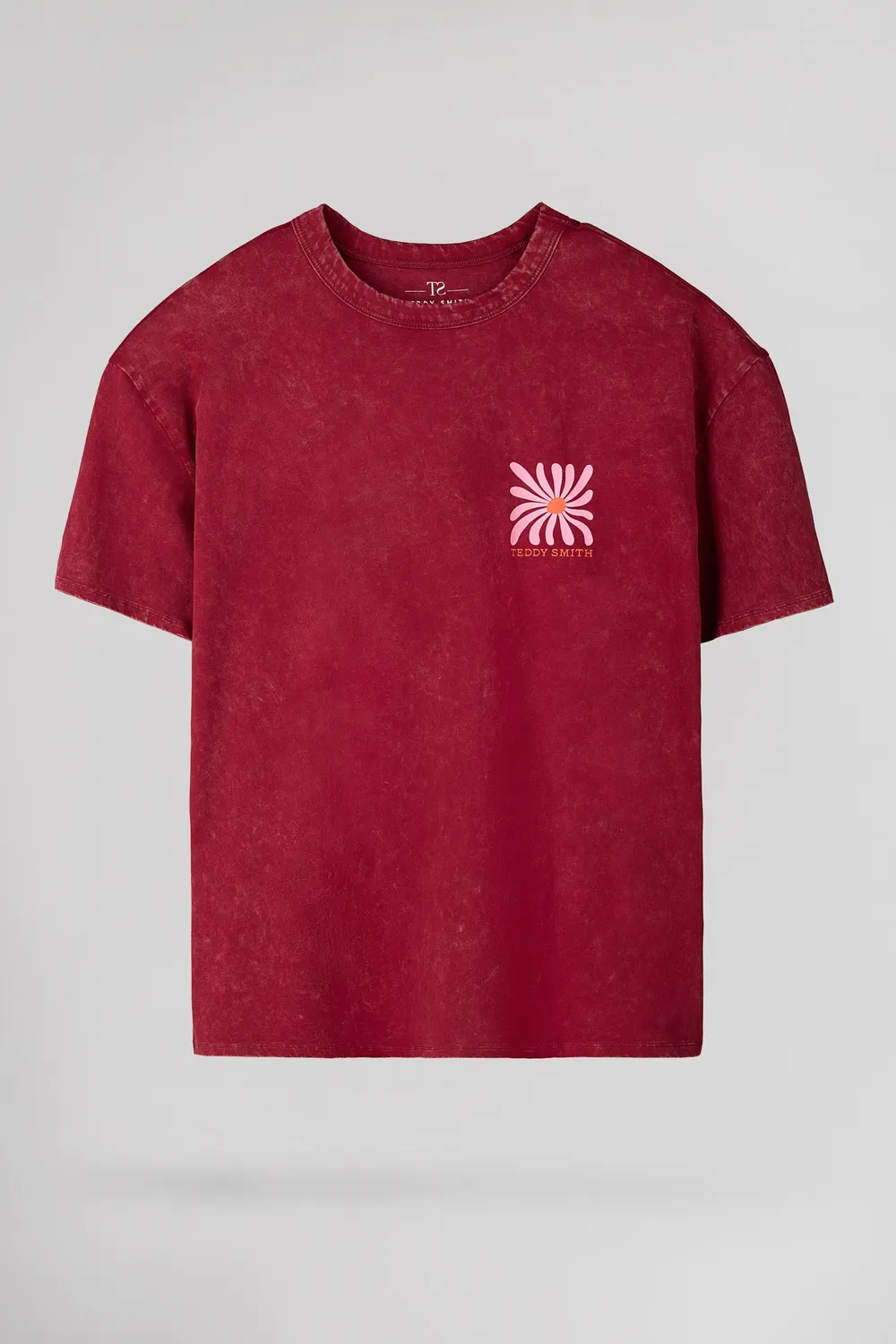 Teddy Smith T-Florali MC Grenat T-Shirt Donna Granata