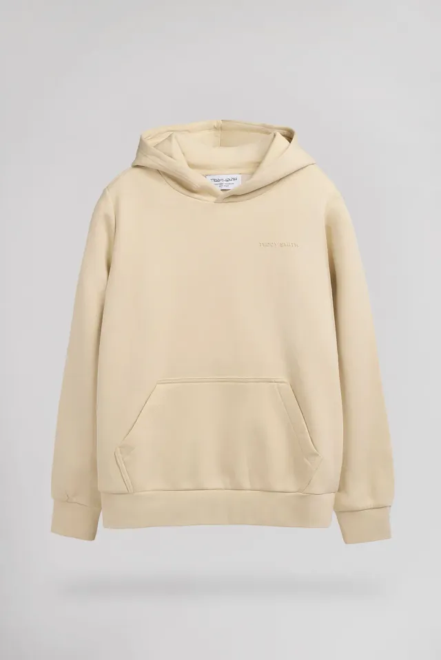 Teddy Smith S-Nark Hoody JR felpa bambino beige chiaro cotone