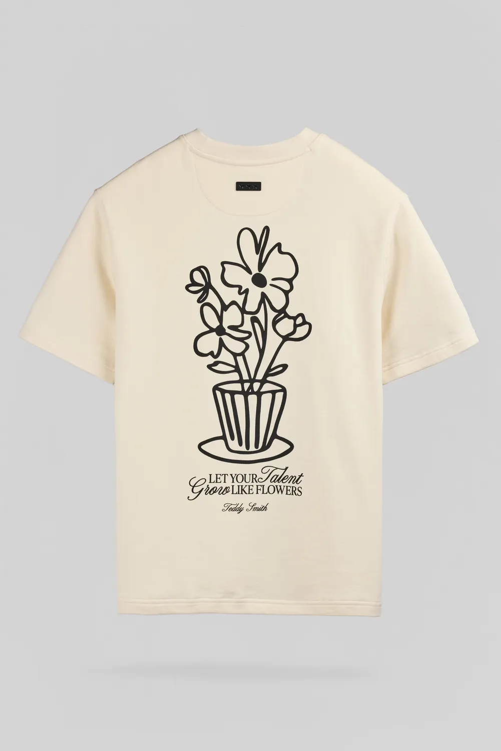 Teddy Smith T-Flowers MC Naturel T-Shirt Uomo Ecru Cotone