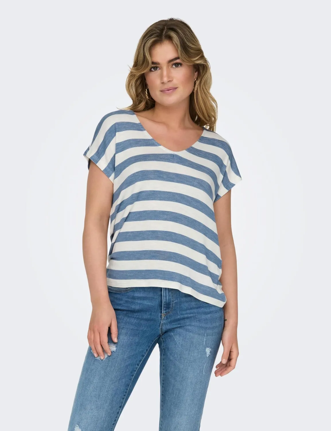 ONLY Onllira Life T-Shirt Donna Scollo a V Manica Corta