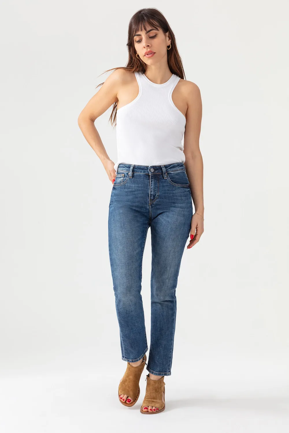 Acquaverde Crystal Jeans Slim Worn Dark