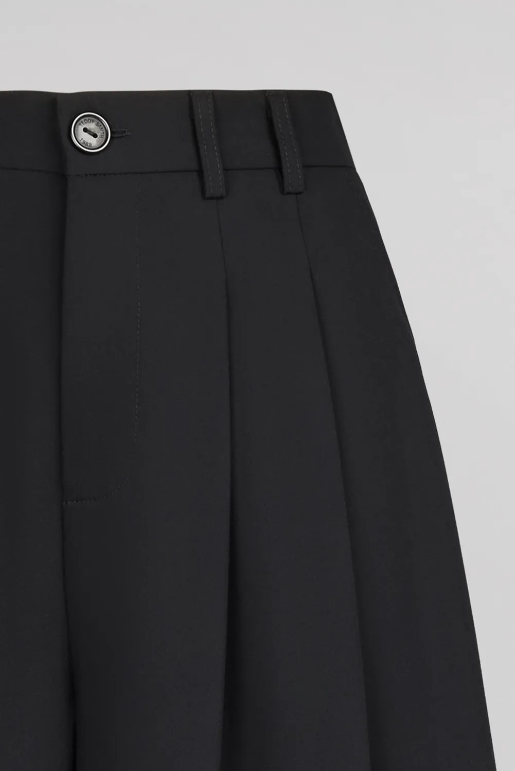 Teddy Smith P-Miley pantalone wide leg nero donna vita alta