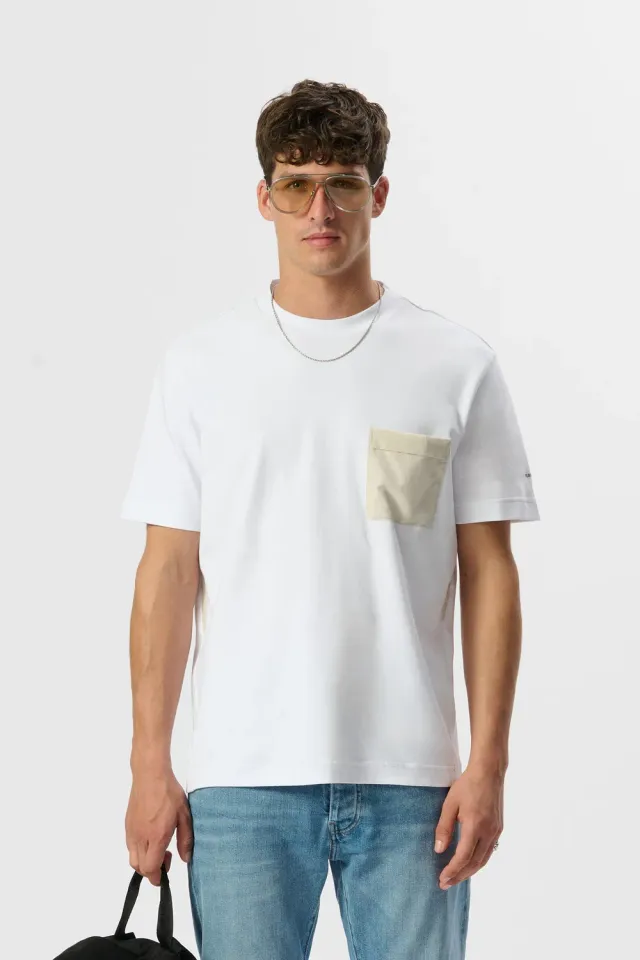 Teddy Smith T-Fergus MC t-shirt bianco tasca nylon