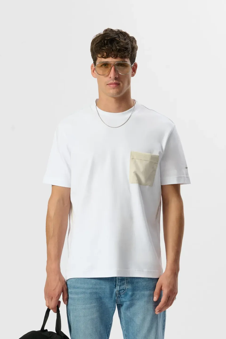 Teddy Smith T-Fergus MC t-shirt bianco tasca nylon