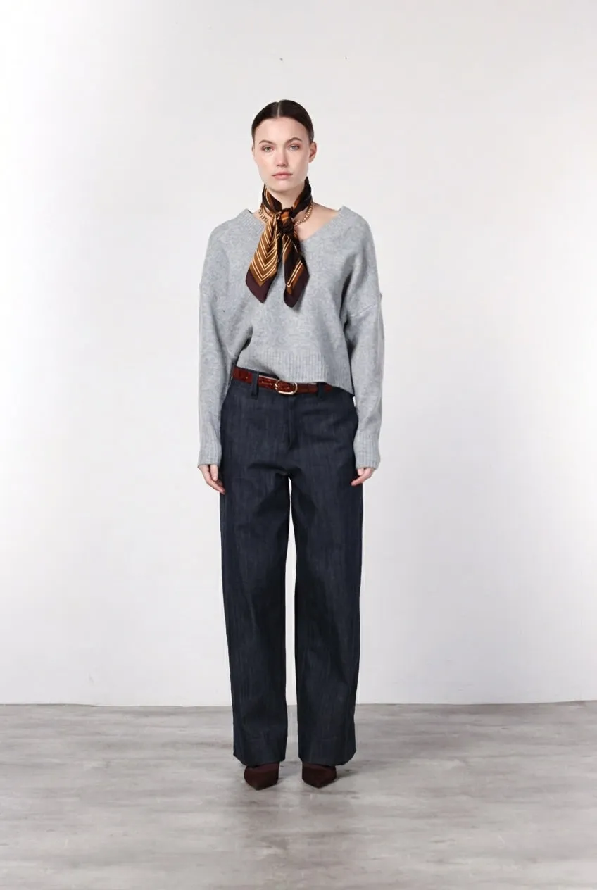 Mason's New York Wide chino denim blu navy wide leg
