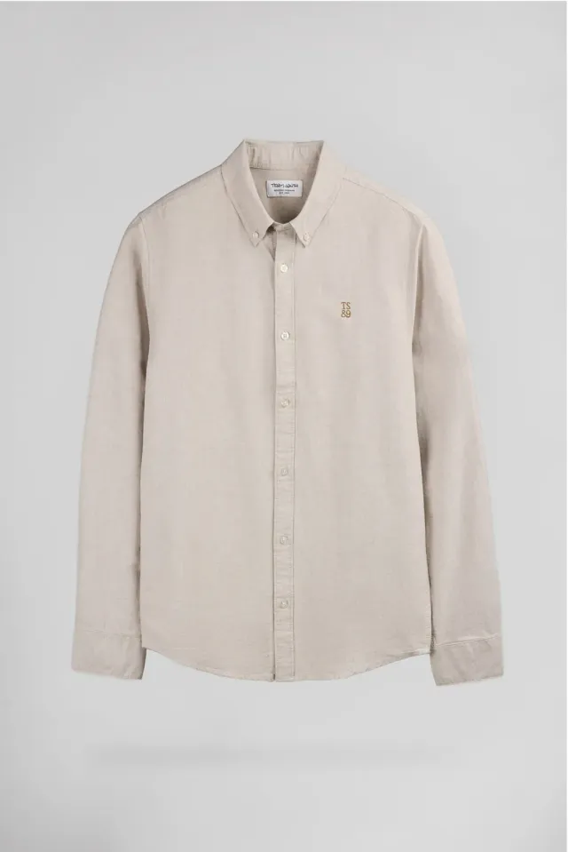 Teddy Smith C-Stan ML camicia beige oxford cotone