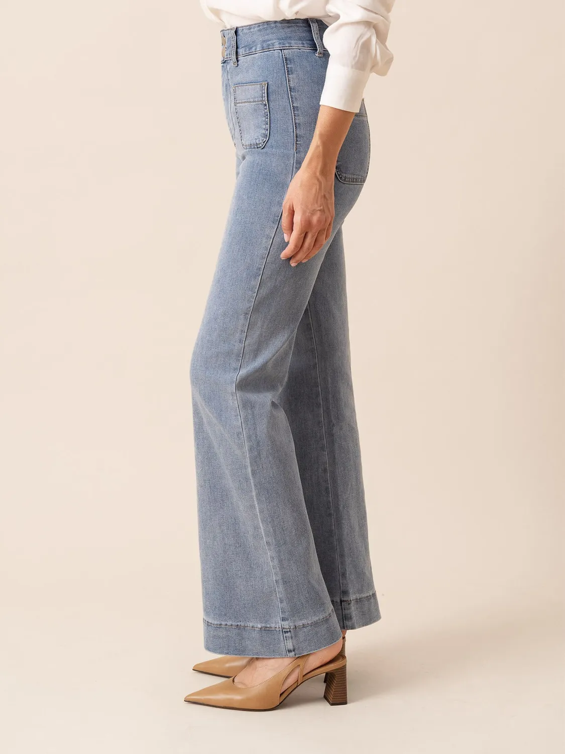 Oraije Elena jeans flare blu chiaro cotone