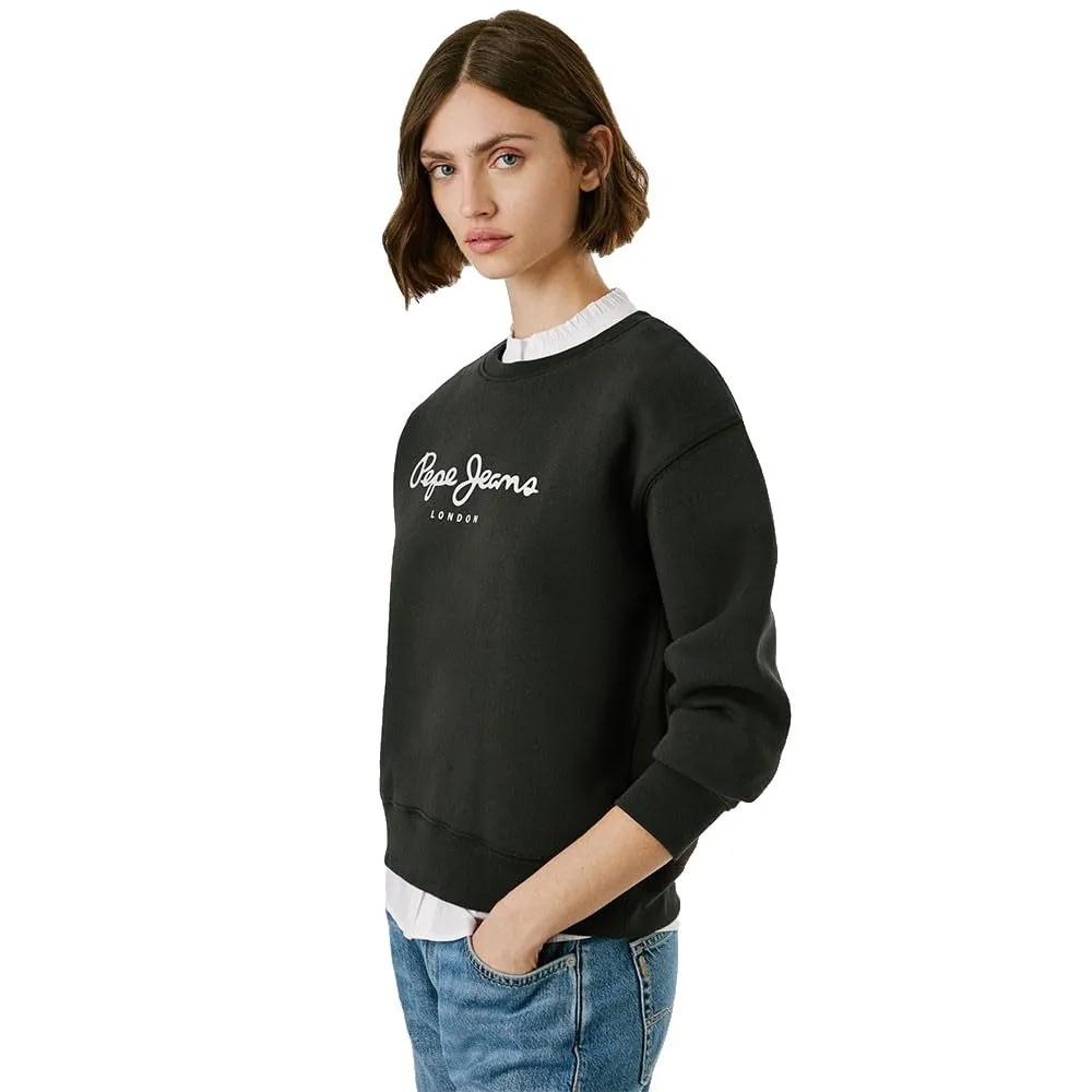 Pepe Jeans Baddy Felpa Donna Girocollo Logo Bianco Sporco