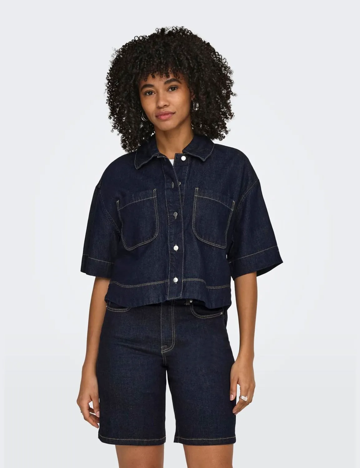 ONLY Onlcleo camicia jeans light blue denim lavaggio chiaro