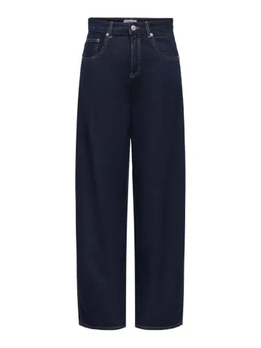 ONLY ONLTAYLOR Jeans Vita Alta Barrel L 32L Blu Scuro