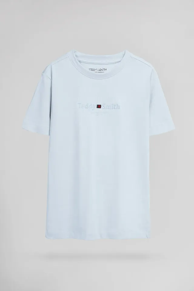 Teddy Smith T-Jim T-Shirt Ragazzo Azzurro Pastel Blue Cotone