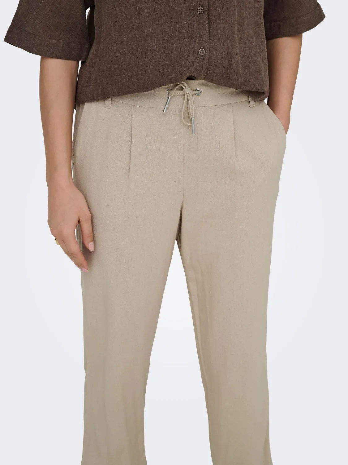 ONLY ONLGOA-POPTRASH Pantaloni Lino Comfort Coulisse