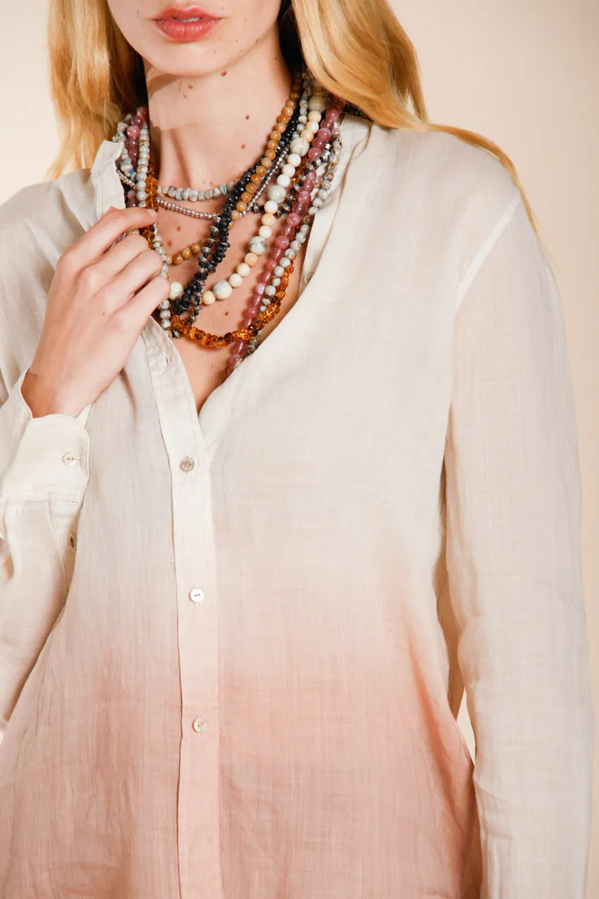 Mason's Delhi camicia donna rosa manica lunga ramie