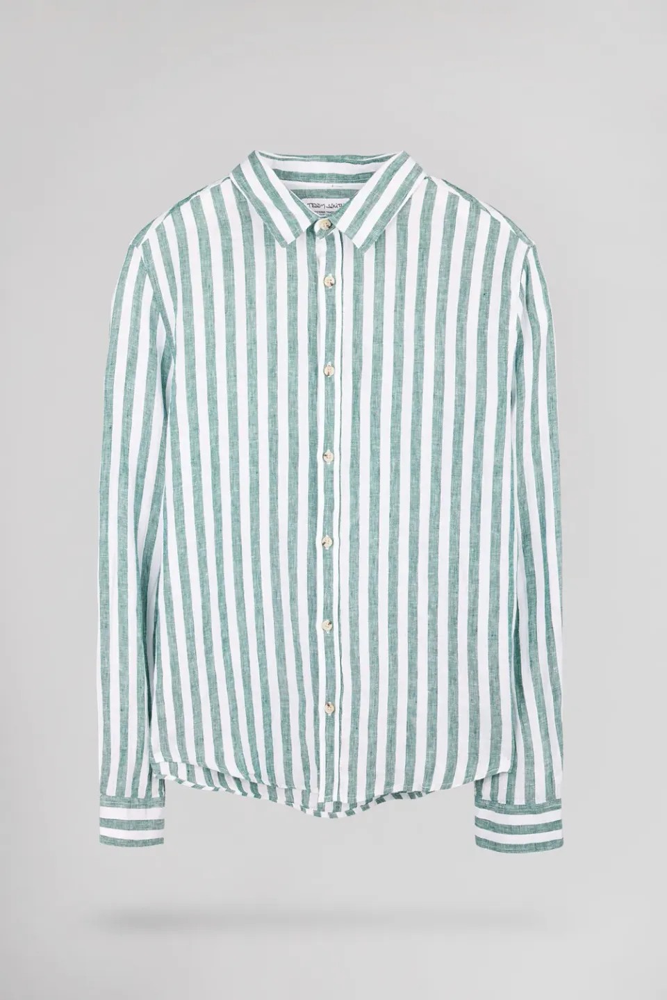 Teddy Smith C-Linen Stripe camicia lino verde forest uomo