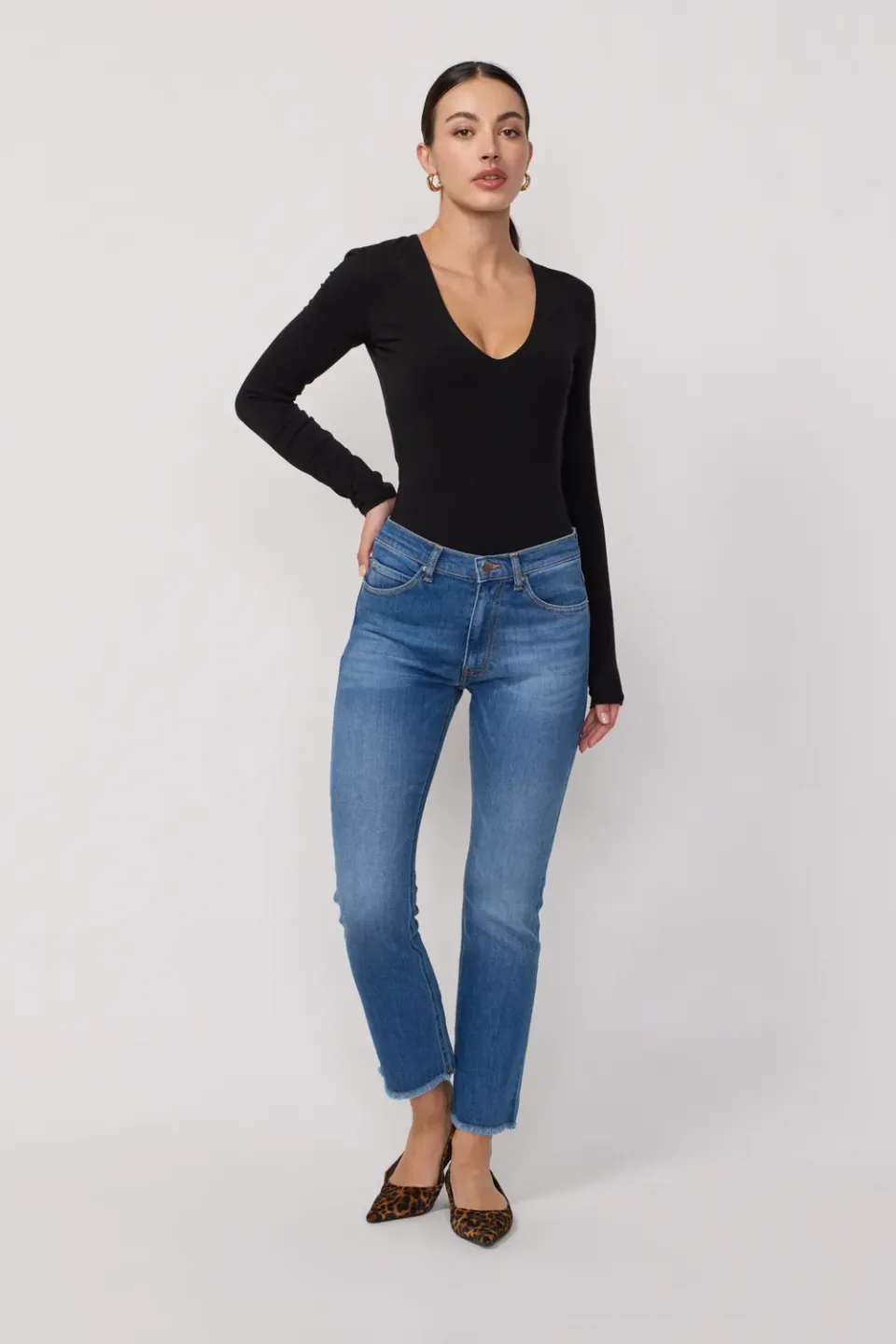 Acquaverde Cara Jeans bootcut Worn sfrangiati