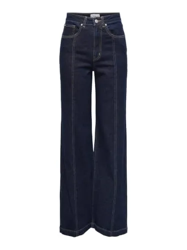 ONLY Onlhope Mae1288 Jeans Donna Gamba Larga 27W/30L Vita Alta