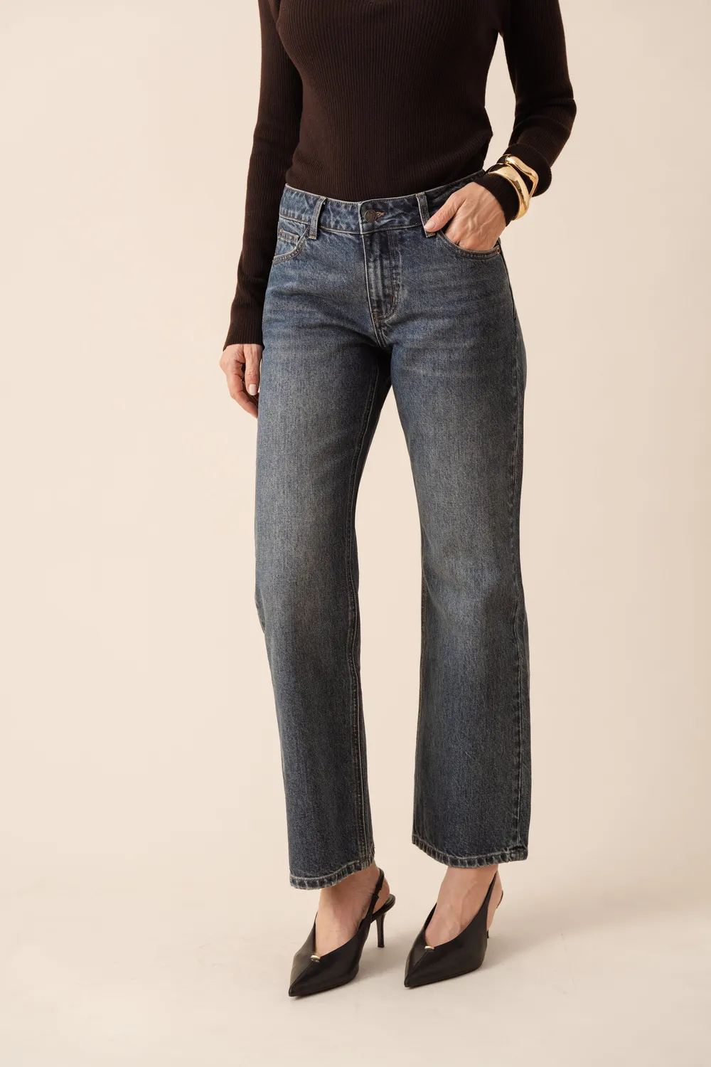 Oraije Carmen jeans vita bassa blu scuro