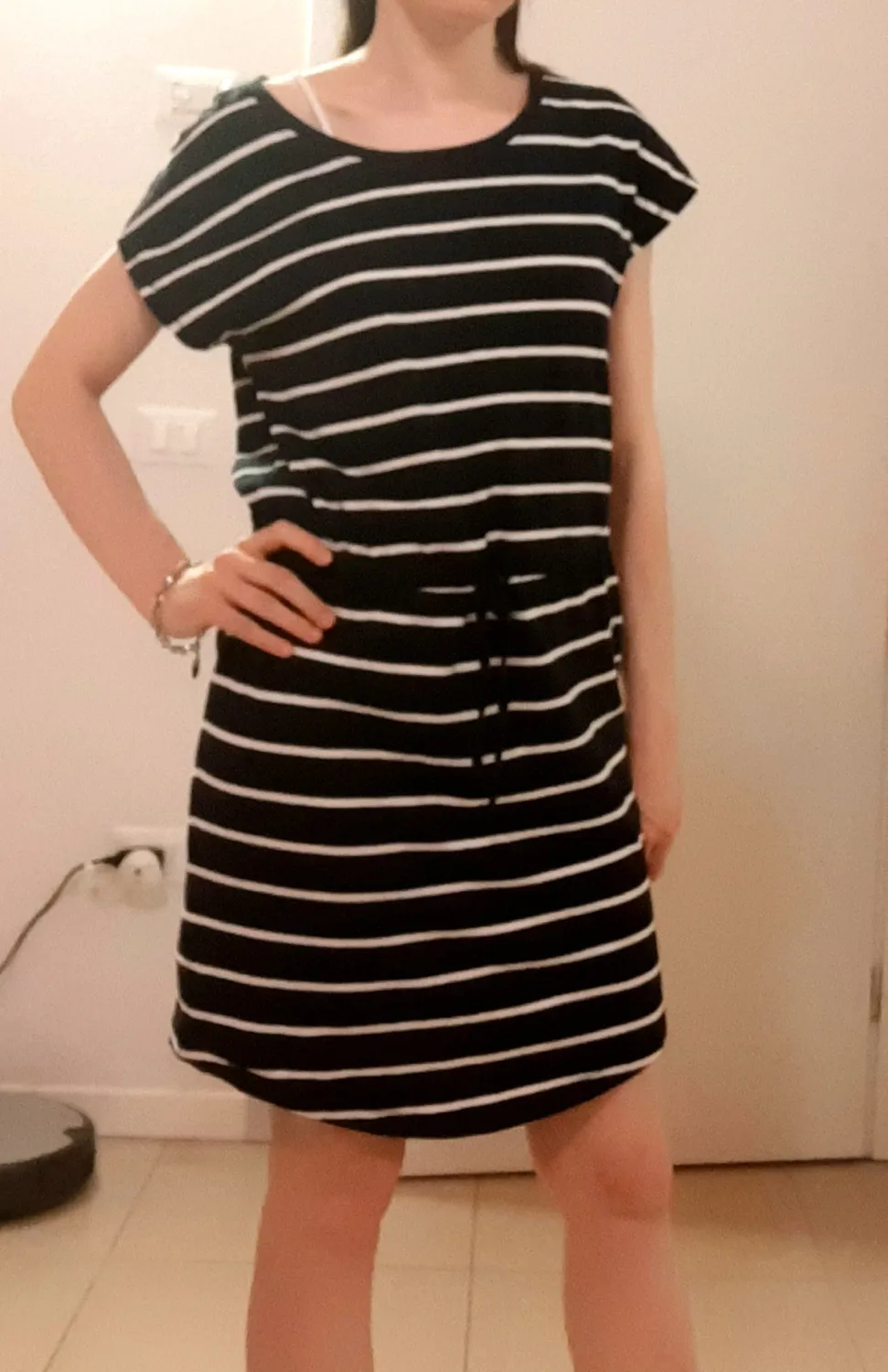 Only Onlmay Vestito Donna L Nero Giallo Corto Cotone