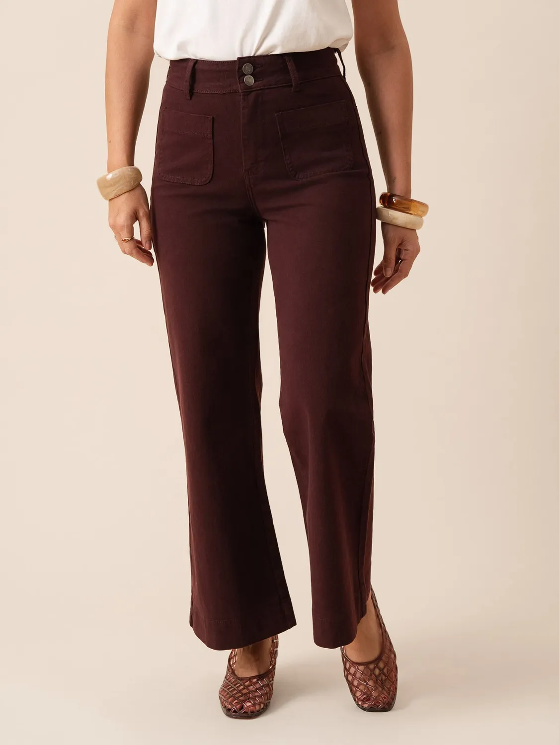 Oraije Elenette jeans flare bordeaux gamba larga