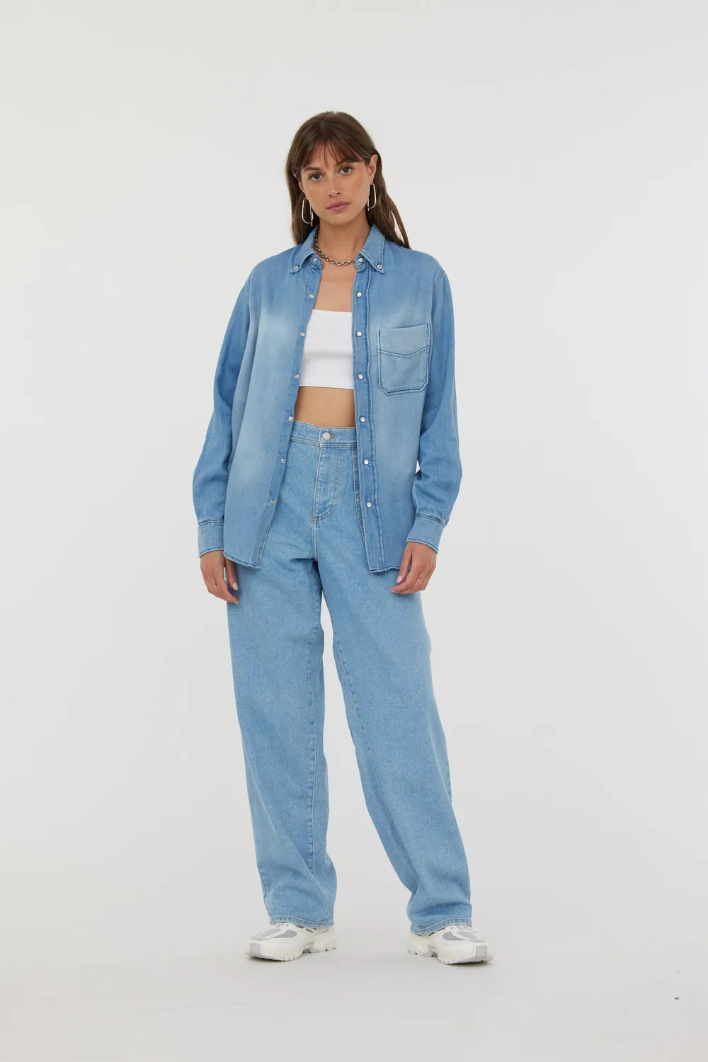 acquaverde Hope jeans baggy Used Bleached 6 tasche