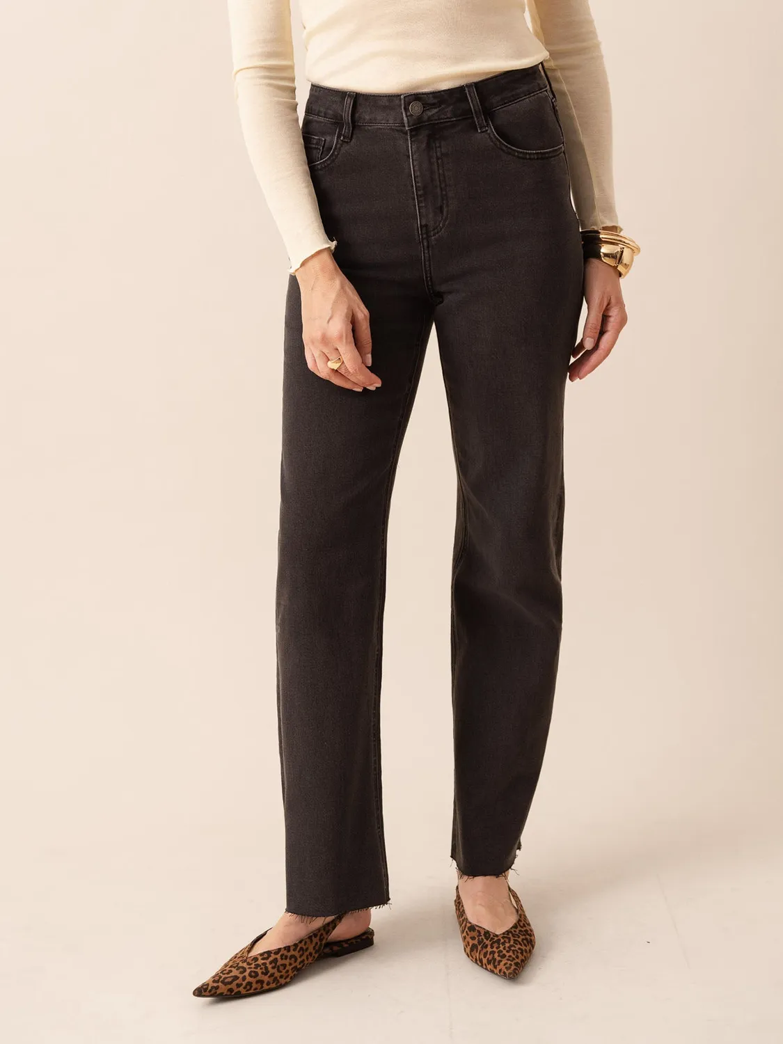 Oraije Maddie jeans dritti grigio scuro straight
