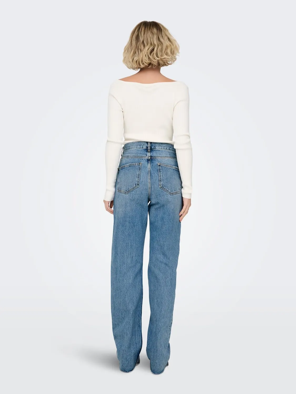 Only Onlriley vita alta jeans dritti 26W/34L blu medio