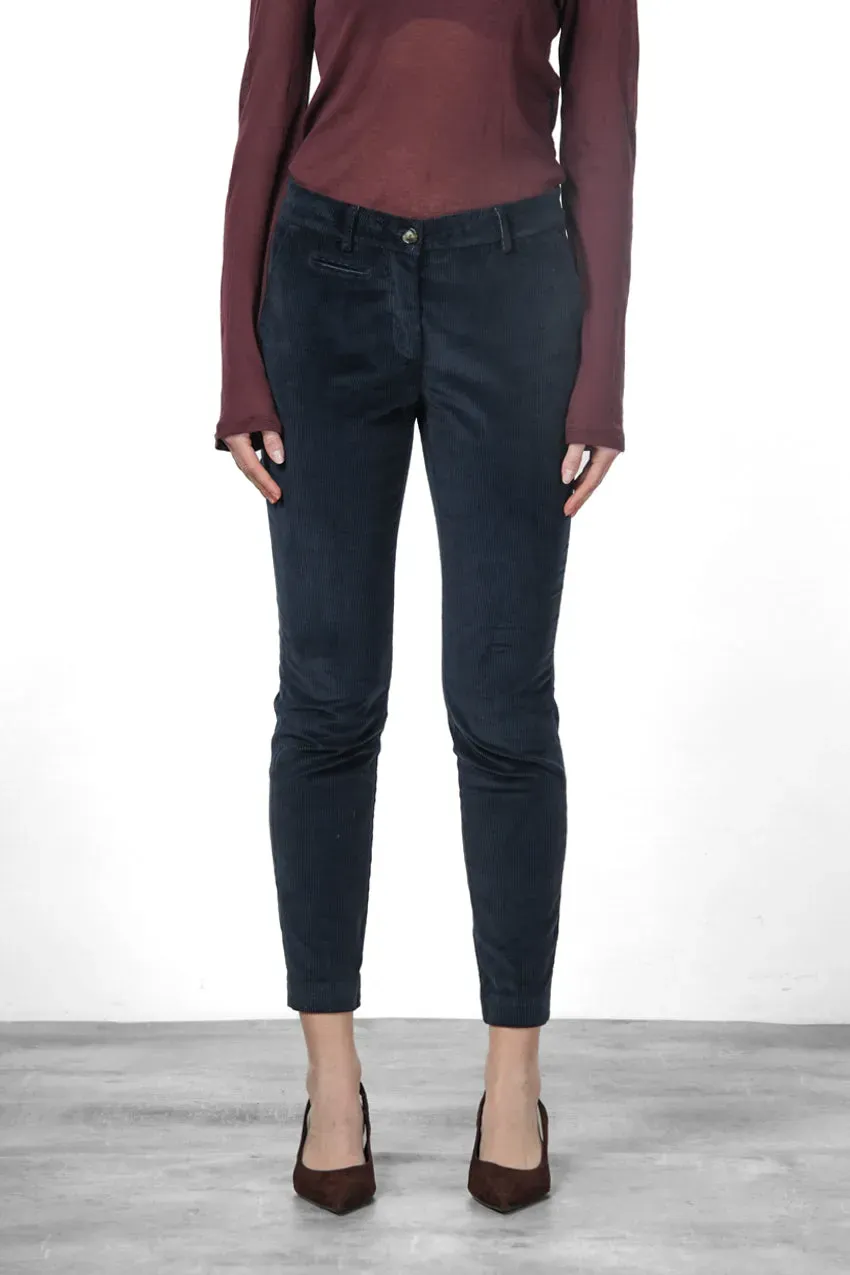 Mason's New York Slim chino donna navy velluto slim