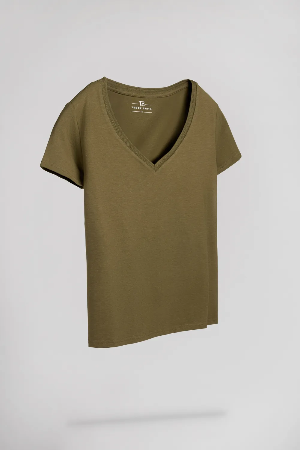 Teddy Smith T-MIA T-Shirt Donna Verde Sweet Jungle Scollo V