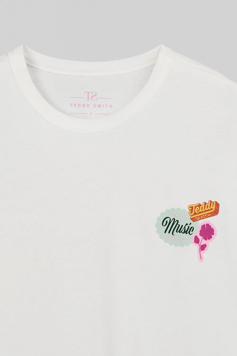 Teddy Smith T-Badge MC t-shirt donna bianco oversize