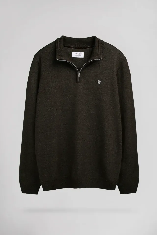 Teddy Smith P-Marty 2 maglia mezza zip marrone uomo