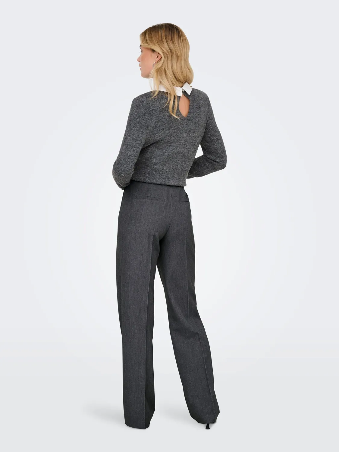ONLY Onlhattie Pantaloni Larghi Vita Alta Grigio 34/32