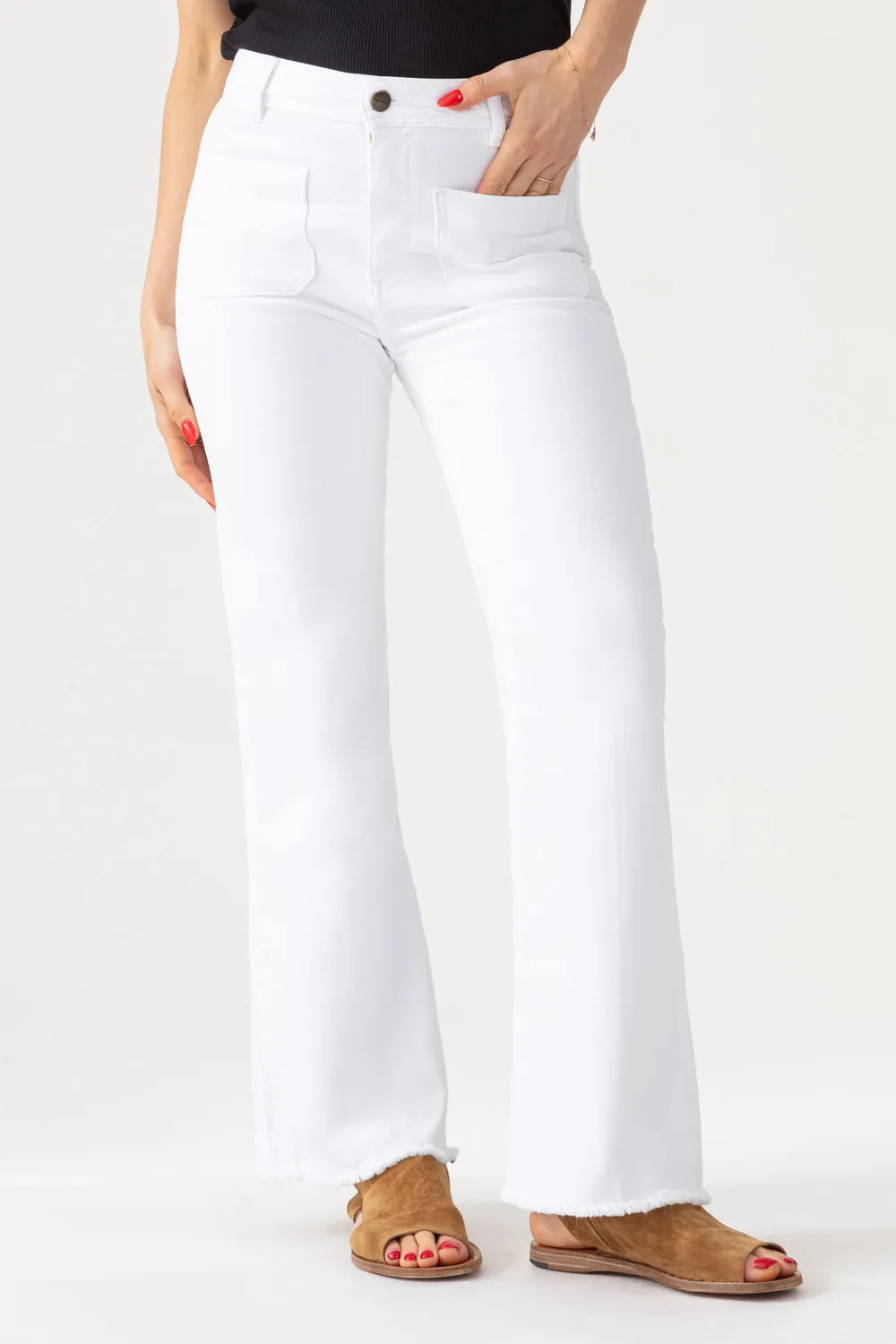 Acquaverde Carlotta pantaloni cropped White stretch