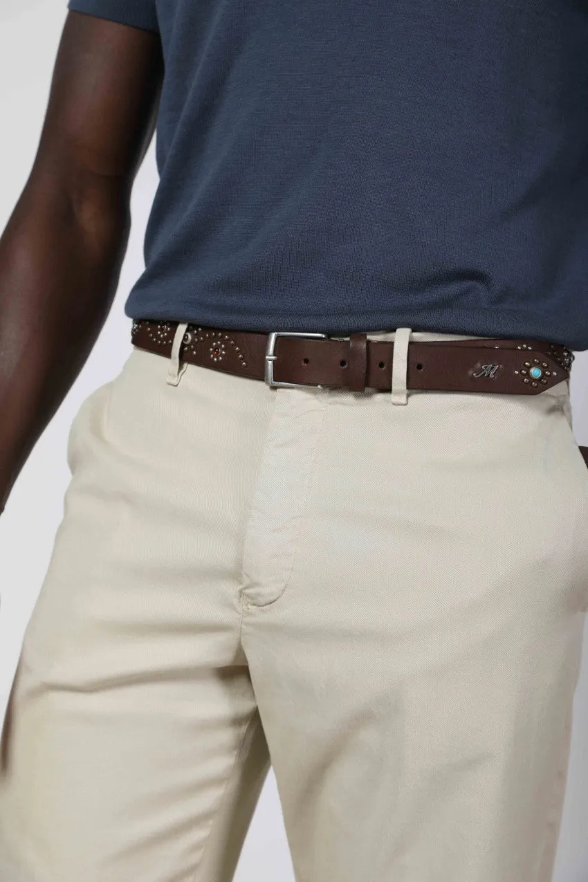 Mason's cintura in pelle borchie marrone