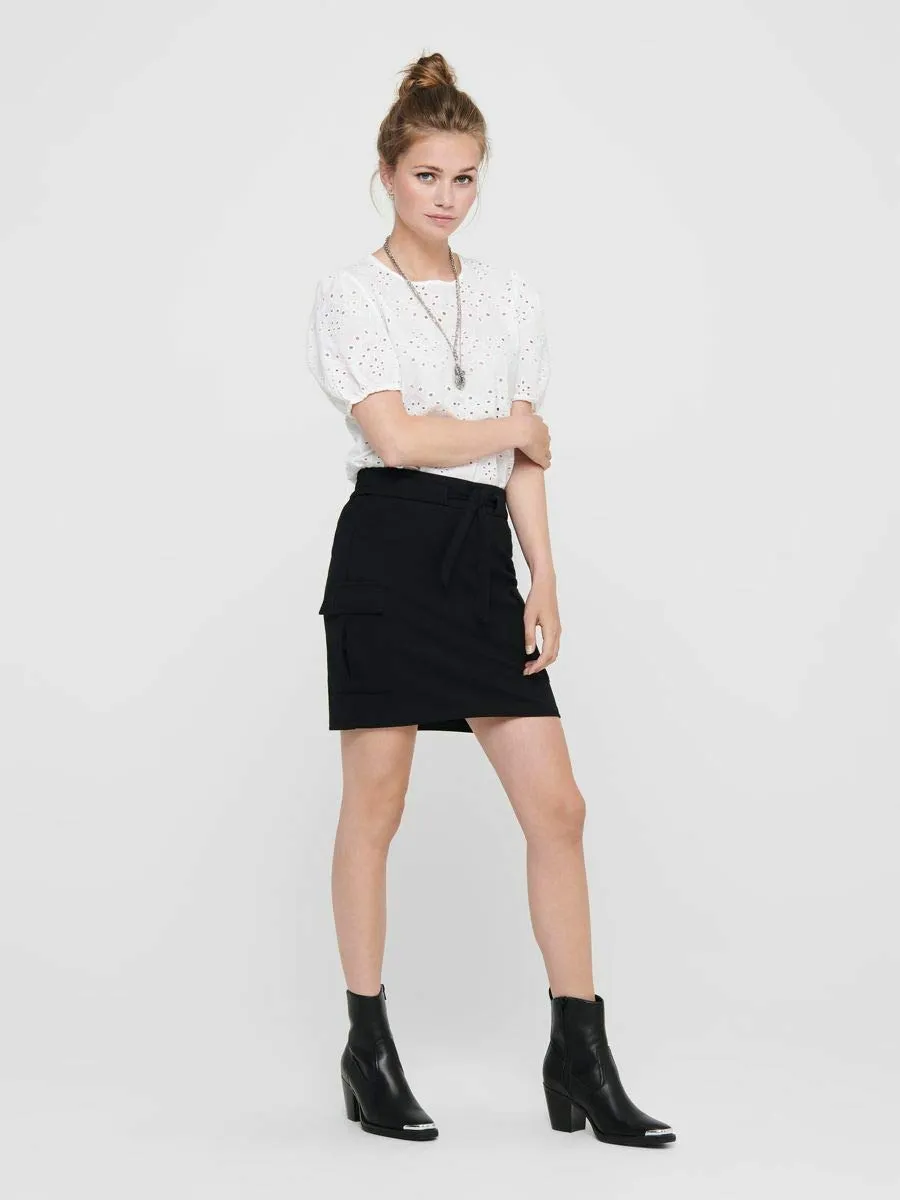 Only Onlpoptrash minigonna cargo donna nera cintura
