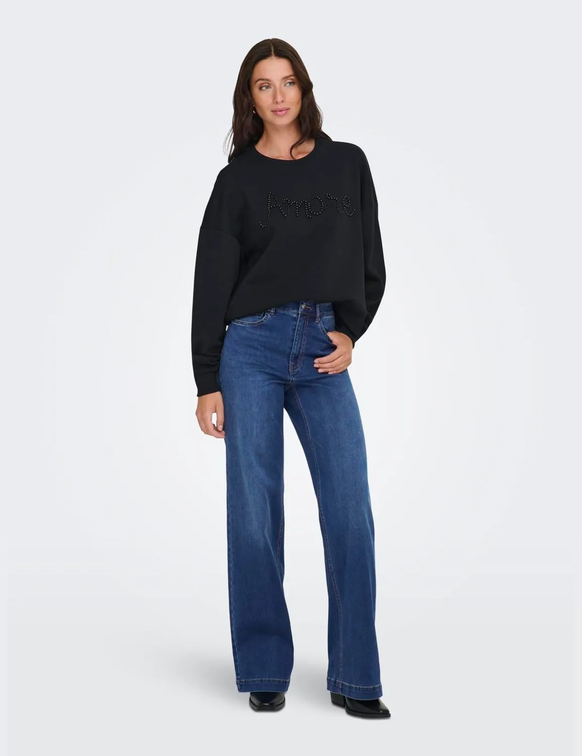 Only Onlcomet jeans donna wide leg vita media