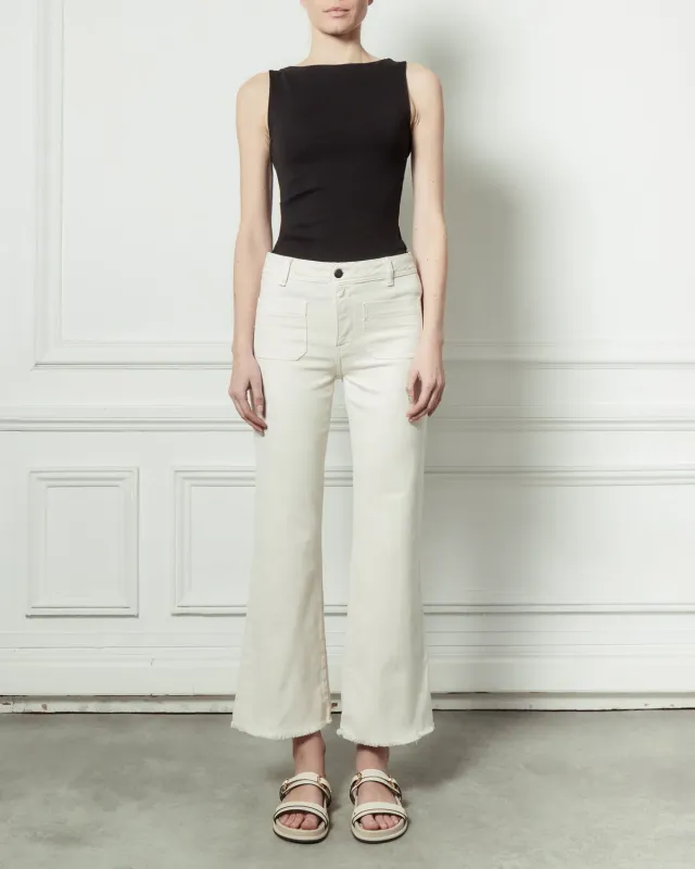 acquaverde Carlotta pantaloni cropped cream vita media