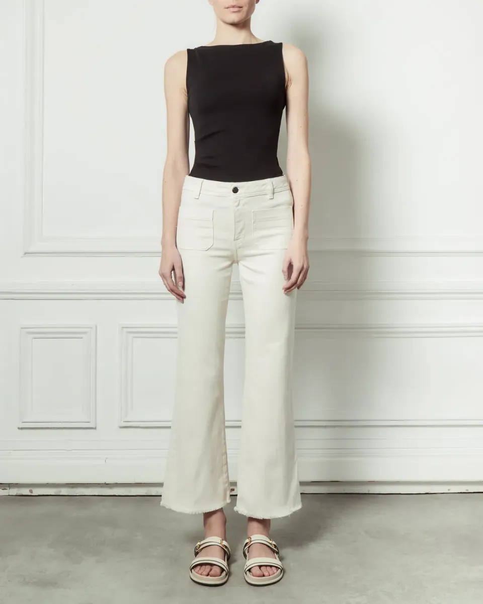 acquaverde Carlotta pantaloni cropped cream vita media