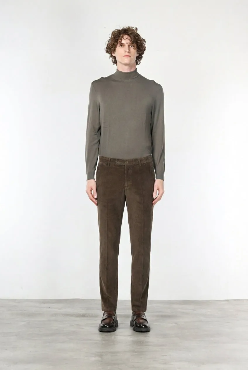 Mason's Milano chino uomo velluto marrone extra slim 500 righe