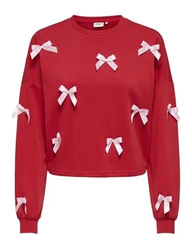 ONLY Onljedeite felpa donna M maniche lunghe fiocco