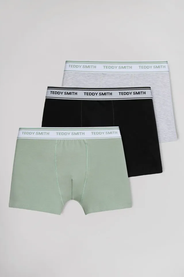 Teddy Smith boxer uomo 3 pezzi nero verde grigio chiné cotone