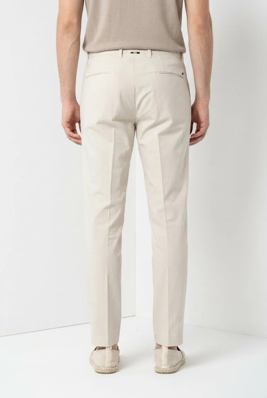 Mason's Boston Chino Uomo Stucco Relaxed Cotone Lino