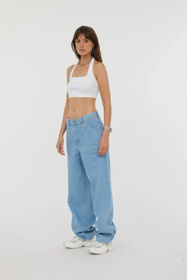 acquaverde Hope jeans baggy Used Bleached 6 tasche